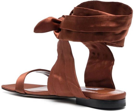The Attico ankle-tie flat sandals Brown