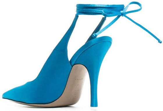 The Attico ankle-tied leather pumps Blue
