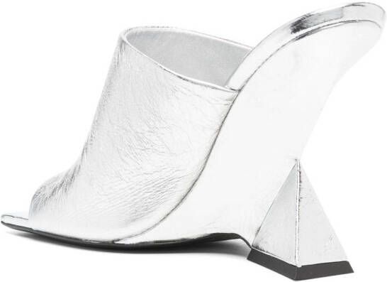 The Attico Cheope 105mm laminated leather mules Silver