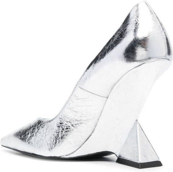 The Attico Cheope 105mm wedge pumps Silver