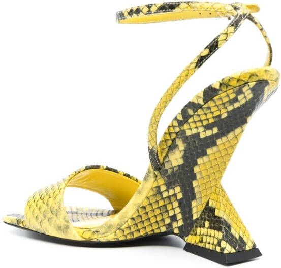 The Attico Cheope 110mm snake-effect sandals Yellow