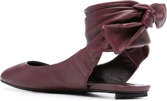 The Attico Cloe leather ballerina shoes Red