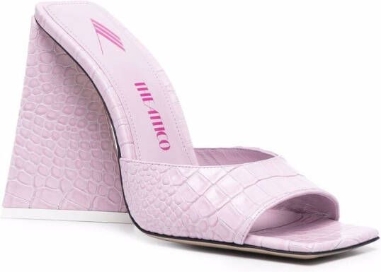 The Attico crocodile-effect leather sandals Pink