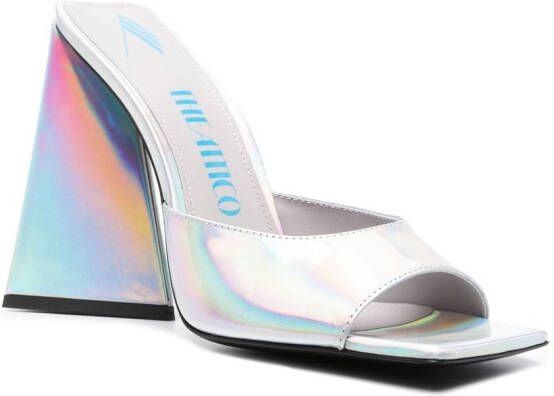 The Attico Devon 115mm iridescent mules Silver