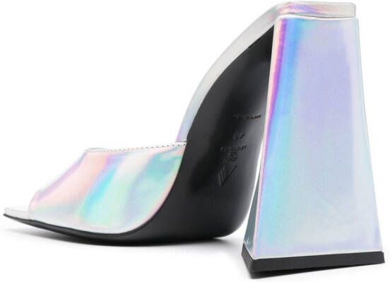 The Attico Devon 115mm iridescent mules Silver