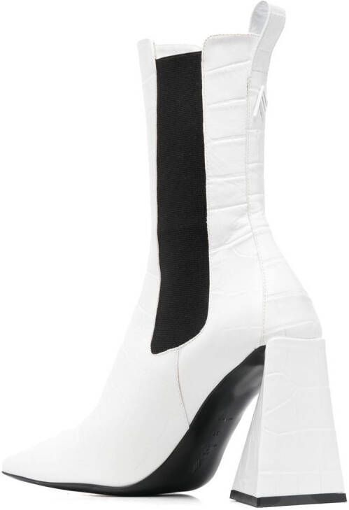 The Attico Devon crocodile-embossed leather boots White