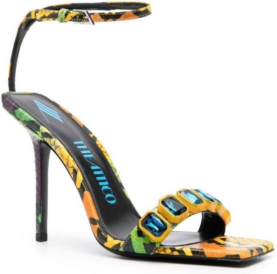 The Attico embellished snake-effect sandals Yellow