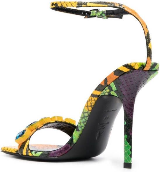 The Attico embellished snake-effect sandals Yellow