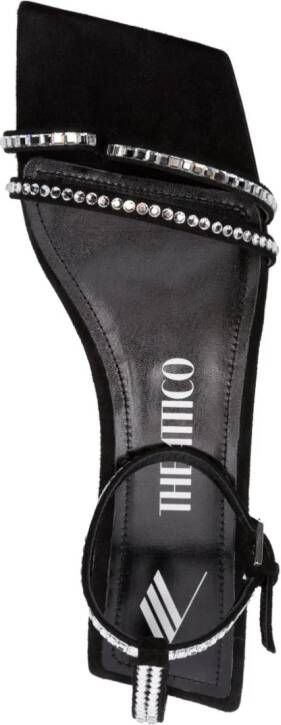The Attico embellished suede flat sandals Black