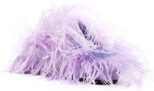 The Attico Feather embellished slides Purple