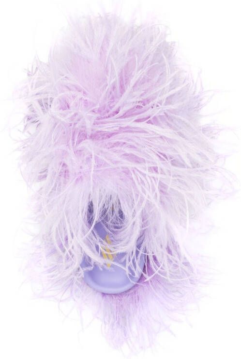 The Attico Feather embellished slides Purple