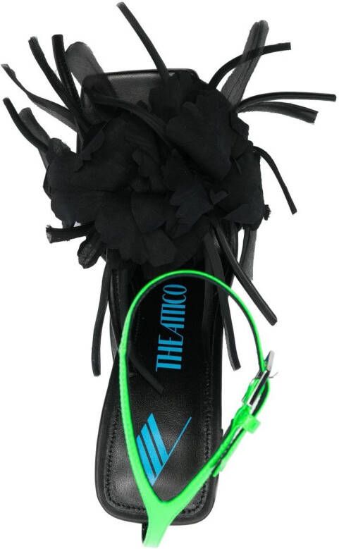 The Attico flower-appliqué sandals Black