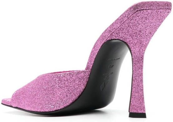 The Attico glittered high-heeled mules Pink