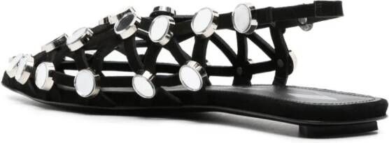 The Attico Grid rhinestone-embellished ballerina shoes Black