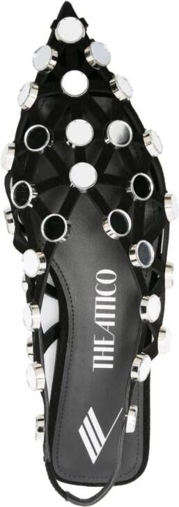 The Attico Grid rhinestone-embellished ballerina shoes Black