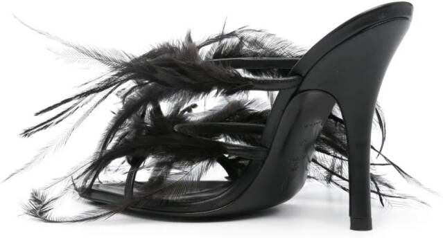 The Attico Judy 105mm feather-detail sandals Black