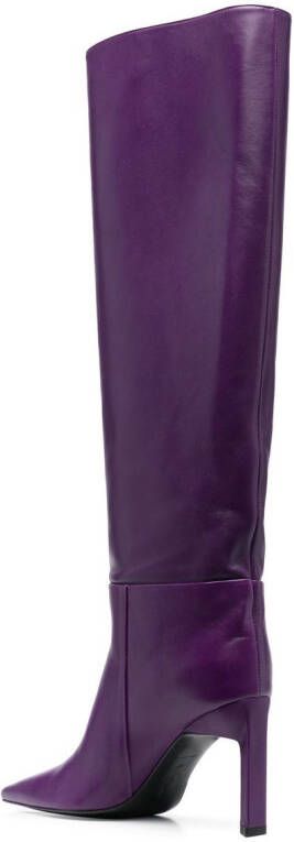 The Attico leather knee-length boots Purple