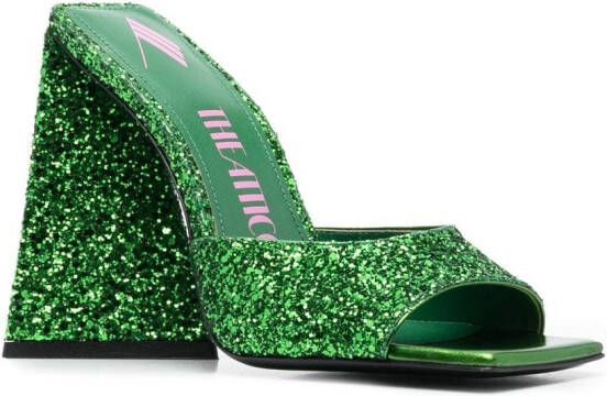 The Attico Luz 105mm glitter sandals Green