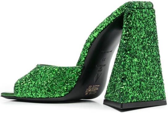 The Attico Luz 105mm glitter sandals Green