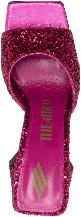 The Attico Devon 115mm glitter mules Pink