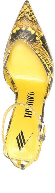 The Attico Perine 110mm snakeskin-effect pumps Yellow