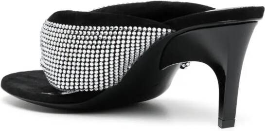 The Attico rhinestone-embellished leather 70mm sandals Black