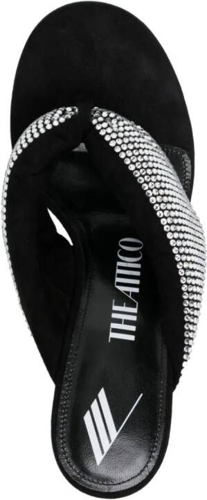 The Attico rhinestone-embellished leather 70mm sandals Black