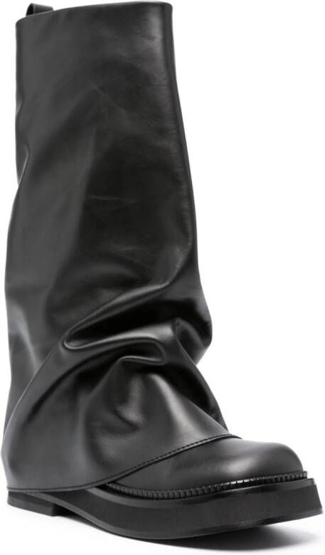 The Attico Robin layered leather boots Black