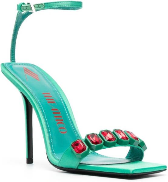 The Attico Sienna 120mm crystal-embellished sandals Green