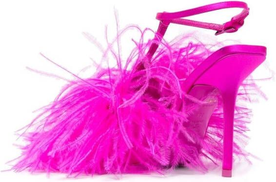The Attico Sienna feather-trim sandals Pink