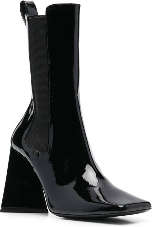 The Attico square-toe leather boots Black