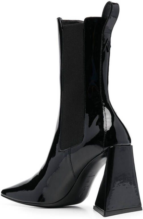 The Attico square-toe leather boots Black