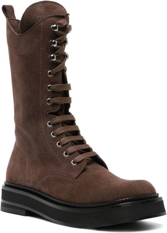 The Attico square-toe suede boots Brown