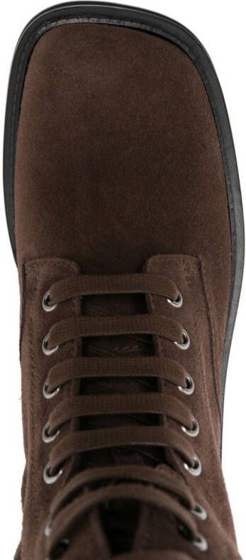 The Attico square-toe suede boots Brown
