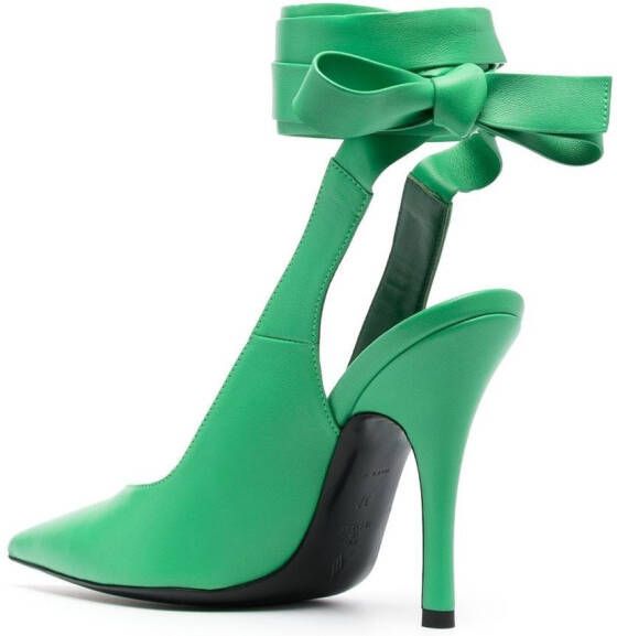 The Attico tie-detail heeled pumps Green