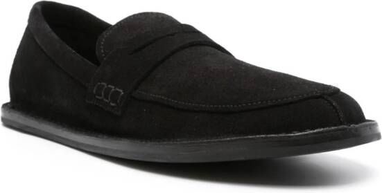 The Row almond suede loafers Black
