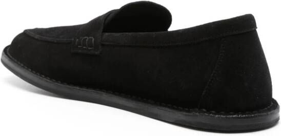 The Row almond suede loafers Black