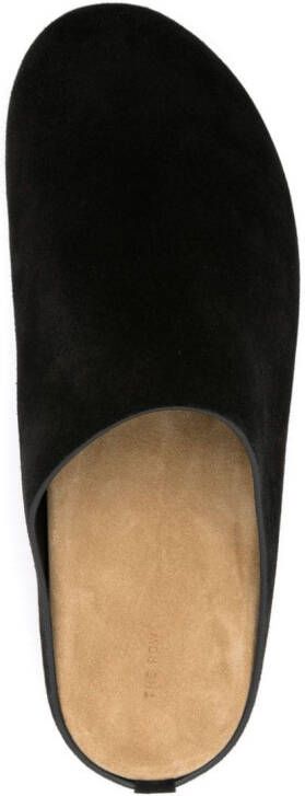 The Row almond suede sandals Black