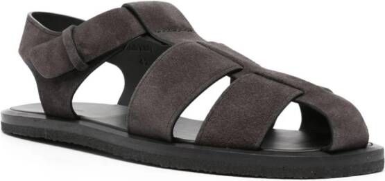 The Row Fisherman flat suede sandals Grey