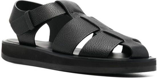 The Row fisherman leather sandals Black
