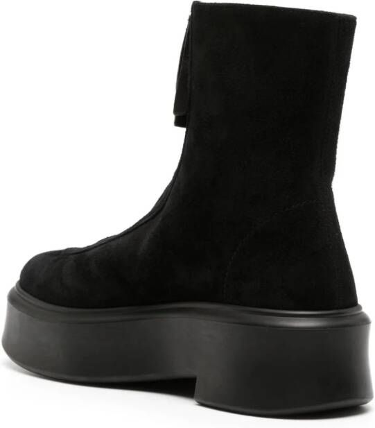 The Row flatform suede ankle boots Black
