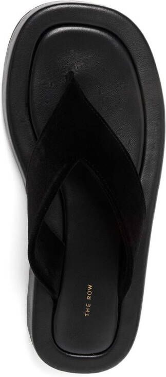 The Row Ginza leather flip flops Black