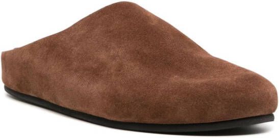 The Row round-toe suede mules Brown