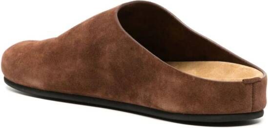 The Row round-toe suede mules Brown