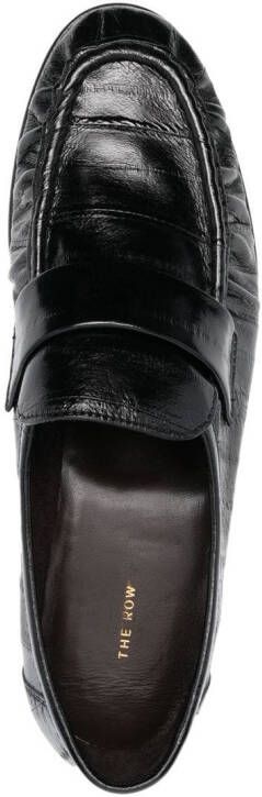 The Row slip-on leather loafers Black