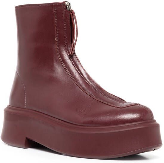 The Row zip-front ankle boots Red