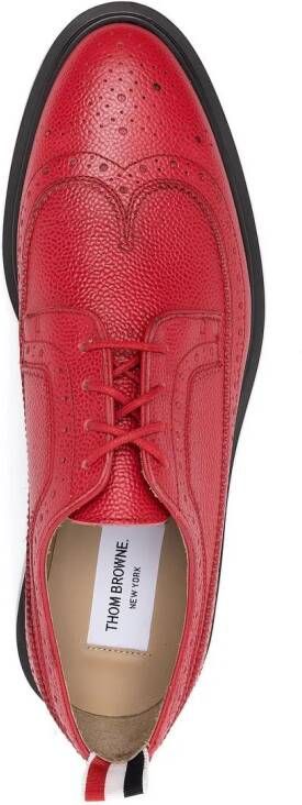 Thom Browne almond-toe leather brogues Red
