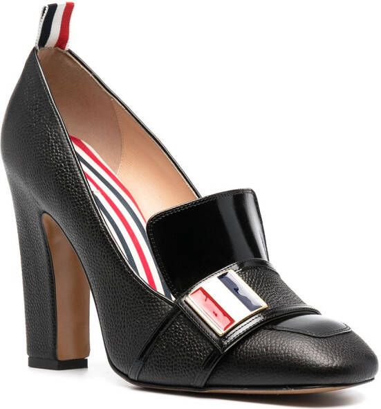Thom Browne block-heeled loafers with logo enamel detail Black
