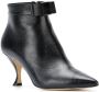 Thom Browne Bowed Curved Heel Bootie In Pebble Grain Leather Black - Thumbnail 2