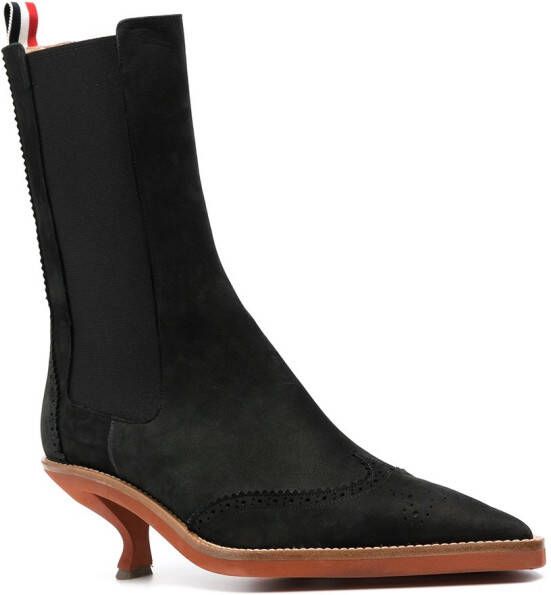 Thom Browne brogued wing-tip chelsea boot with sculpted heel Black